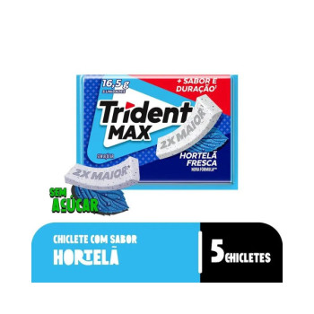 Trident Max Chiclete Sem Açúcar Hortelã Fresca 16,5g