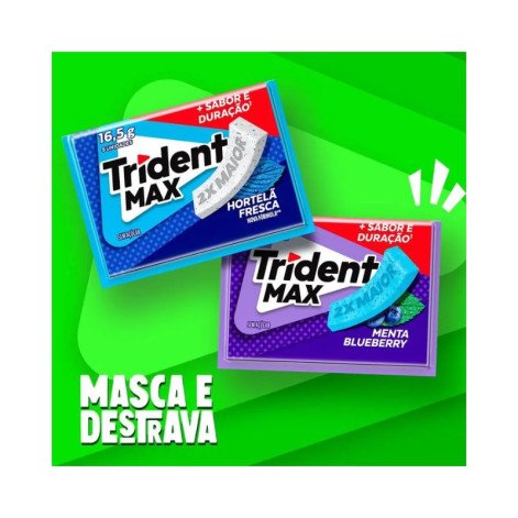 Trident Max Chiclete Sem Açúcar Hortelã Fresca 16,5g Trident Max Chiclete Sem Açúcar Hortelã Fresca 16,5g