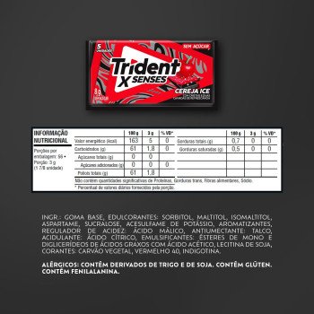 Goma De Mascar Trident XSenses Cereja Sem Açúcar 8g Goma De Mascar Trident XSenses Cereja Sem Açúcar 8g