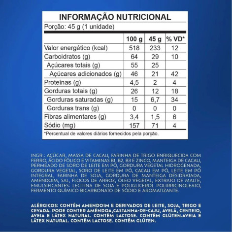 Bis Xtra Chocolate ao Leite Lacta 45g