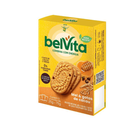 Biscoito Belvita Mel e Cacau 3 Unidades de 25g