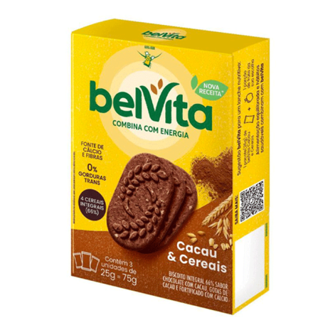 Biscoito BelVita Cacau e Cereais 75g 3 Unidades
