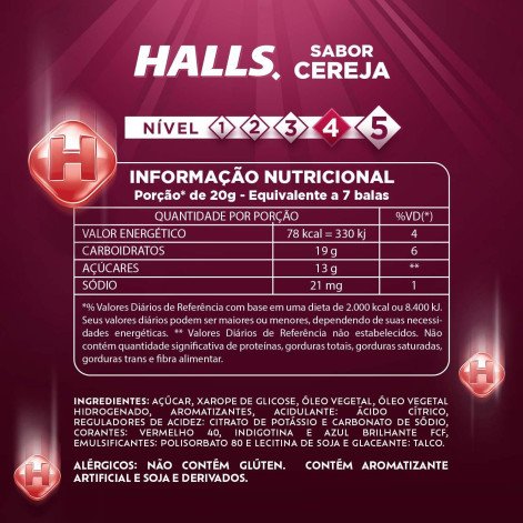 Drops Halls Sabor Cereja 28g