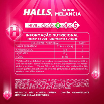 Bala Halls Melancia Caixa Com 21un De 28g