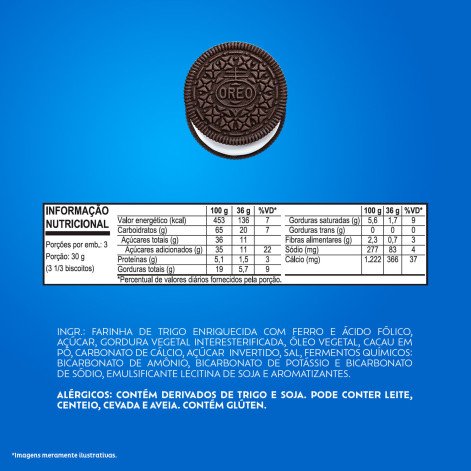 Biscoito Recheado Oreo Original Sabor Chocolate e Baunilha 90g