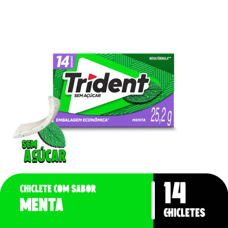 Goma de Mascar Trident Zero Açúcar Sabor Menta 25,2g Goma de Mascar Trident Zero Açúcar Sabor Menta 25,2g