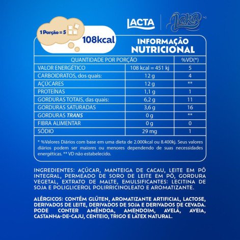 Chocolate Lacta Laka Branco 20G