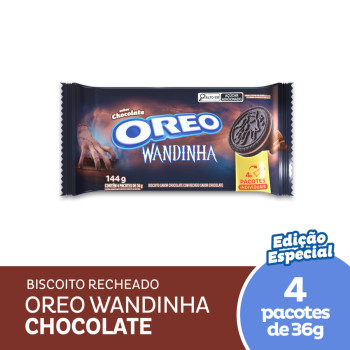 Pack Biscoito Oreo Chocolate Recheio Chocolate Pacote 144g com 4 Unidades