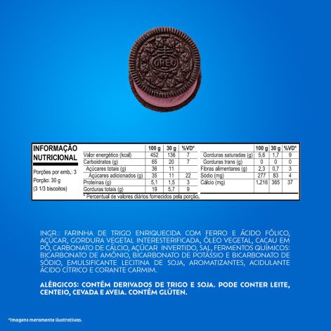 Biscoito Recheado Oreo Sabor Milkshake de Morango 90g