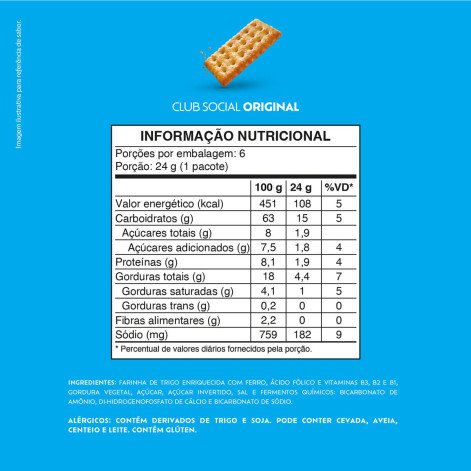Biscoito Salgado Club Social Original 141g