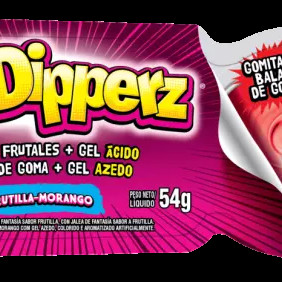 Bala de Goma FunDipperz + Gel Azedo Morango, Frutos do Bosque ouMaçã-Verde Bandeja 54g
