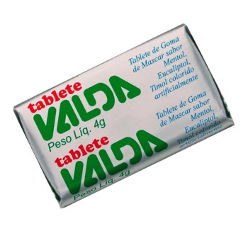Goma de Mascar Valda Tablete Sabor Mentol, Eucaliptol e Timol 4g