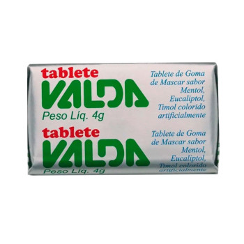 Goma de Mascar Valda Tablete Sabor Mentol, Eucaliptol e Timol 4g