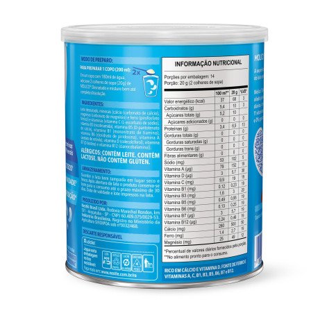 Leite em Pó Desnatado Molico Total Cálcio 280g Leite em Pó Desnatado Molico Total Cálcio 280g
