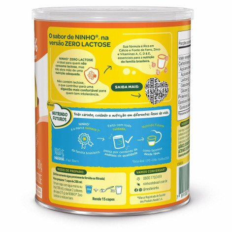 Composto Lácteo Zero Ninho Lactose Lata 380g