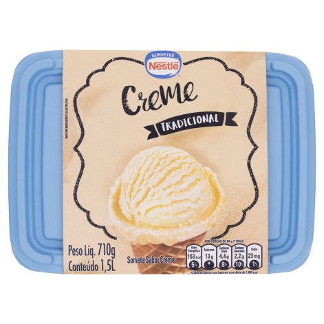 Sorvete Nestlé Tradicional Creme 1,5 Litros Sorvete Nestlé Tradicional Creme 1,5 Litros