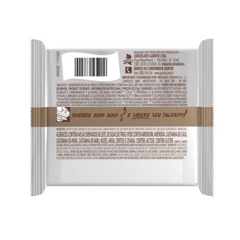 Chocolate ao Leite Garoto Talento Diet Avelãs 25g