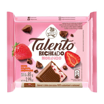 Chocolate Talento Tablete Recheado Morango 85G