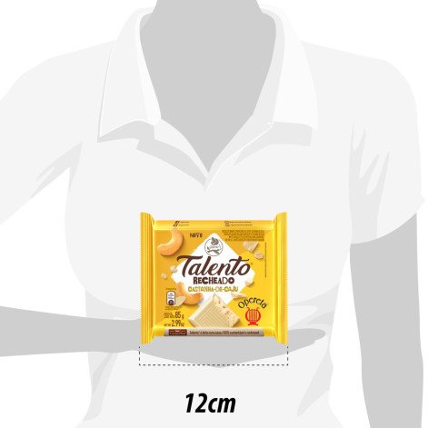 Chocolate Talento Recheado Branco Sabor Opereta Castanha-de-Caju 85g