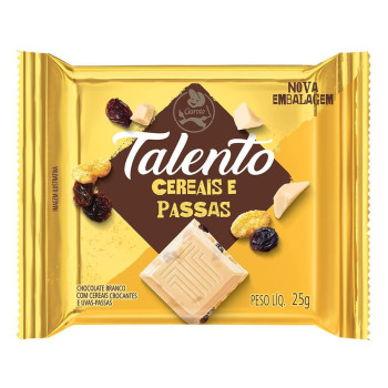 Chocolate Branco Garoto Talento com Cereais e Passas 25g