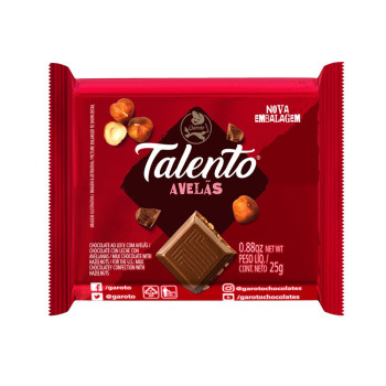 Talento Tab Garoto Leite E Avelãs 25G