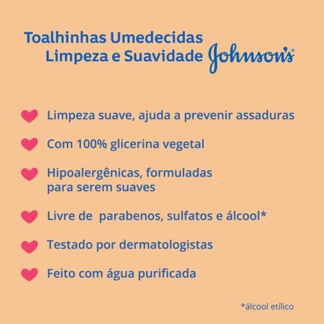 Lenços Umedecidos Johnson's Baby Limpeza e Suavidade 44 Unidades