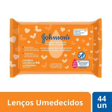 Lenços Umedecidos Johnson's Baby Limpeza e Suavidade 44 Unidades
