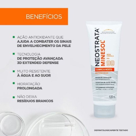 Protetor Solar Neostrata Minesol Corpo e Rosto FPS99 120ml