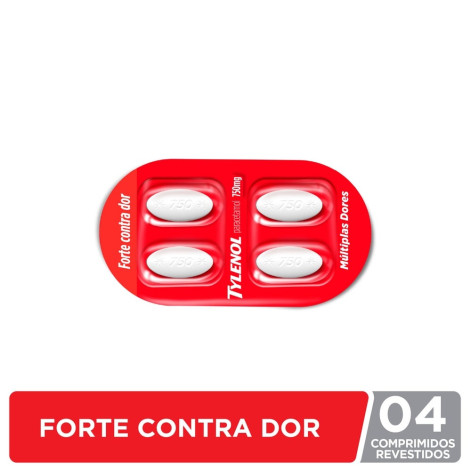 Tylenol Múltiplas Dores Paracetamol 750mg 4 Comprimidos Tylenol Múltiplas Dores Paracetamol 750mg 4 Comprimidos