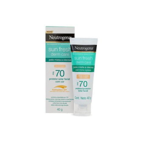 Protetor Solar Facial Neutrogena Sun Fresh Derm Care FPS70 Pele Mista a Oleosa Cor Clara 40g