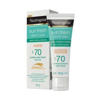 Protetor Solar Facial Neutrogena Sun Fresh Derm Care FPS70 Pele Mista a Oleosa Cor Clara 40g