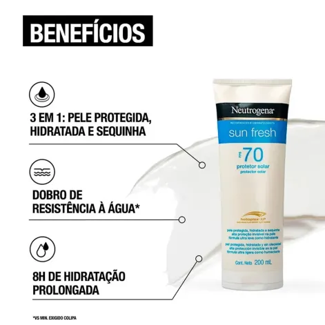 Kit Protetor Solar FPS 70 Neutrogena Sun Fresh 200ml + 40g Toque Seco Resistente à Água