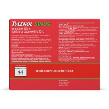 Tylenol Sinus Paracetamol 500mg + Cloridrato de Pseudoefedrina 30mg 24 comprimidos