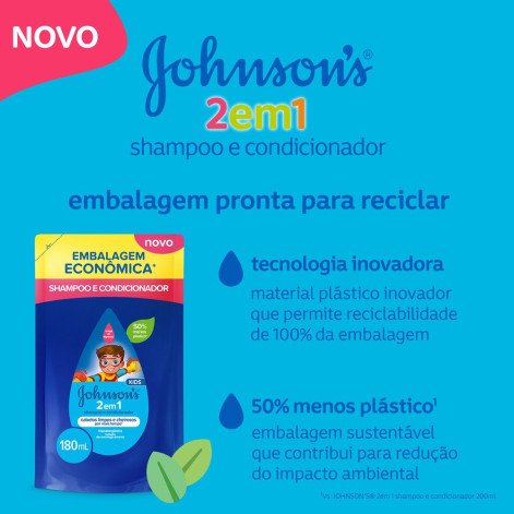 Refil Shampoo e Condicionador 2 em 1 Johnson & Johnson Todas as idades 180ml Refil Shampoo e Condicionador 2 em 1 Johnson & Johnson Todas as idades 180ml