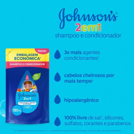 Refil Shampoo e Condicionador 2 em 1 Johnson & Johnson Todas as idades 180ml Refil Shampoo e Condicionador 2 em 1 Johnson & Johnson Todas as idades 180ml
