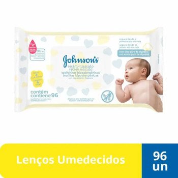 Lenço Umedecido Johnson's Baby Recém-Nascido Hipoalergênico Sem Álcool 96 unidades