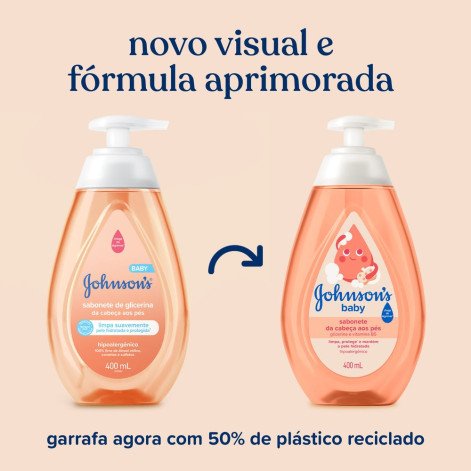 Sabonete Líquido Glicerina Da Cabeça Aos Pés Johnson's Baby 400ml Sabonete Líquido Glicerina Da Cabeça Aos Pés Johnson's Baby 400ml