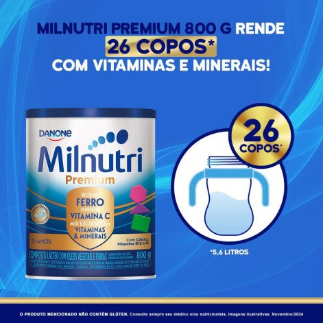 Composto Lácteo Milnutri Premium Danone até 5 anos com 800g Composto Lácteo Milnutri Premium Danone até 5 anos com 800g