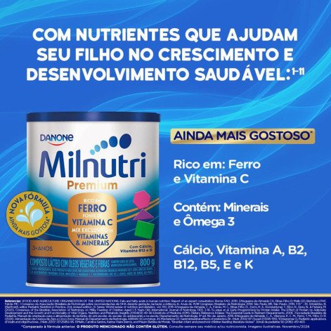 Composto Lácteo Milnutri Premium Danone até 5 anos com 800g Composto Lácteo Milnutri Premium Danone até 5 anos com 800g