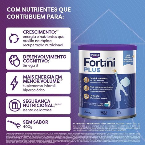 Suplemento Alimentar Infantil Fortini Plus Danone Sem Sabor 400g