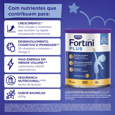 Suplemento Alimentar Infantil Fortini Plus Sabor Baunilha 400g