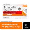 Pastilhas para Garganta Strepsils Sabor Laranja Sem açúcar 8 Unidades