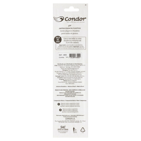 Escova Para Cabelo Base Vazada Retangular Joy Condor