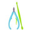 Kit de Cuidados para as Unhas Mundial Flex Azul com 1 Alicate para Cutículas + 1 Espátula Dupla