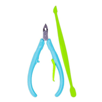Kit de Cuidados para as Unhas Mundial Flex Azul com 1 Alicate para Cutículas + 1 Espátula Dupla
