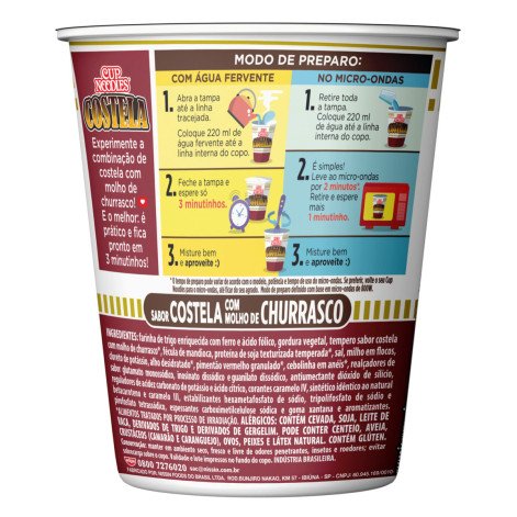 Macarrão Instantâneo Cup Noodles Nissin Costela com Molho de Churrasco Copo 68g