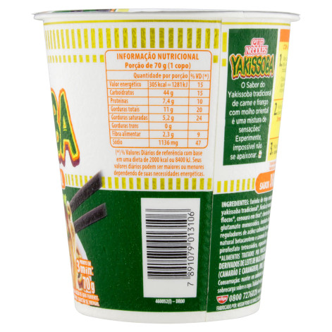 Macarrão Instantâneo Cup Noodles Nissin Yakissoba Copo 70g
