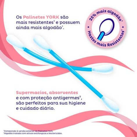 Hastes Flexíveis de Algodão Palinetes York 75 Unidades