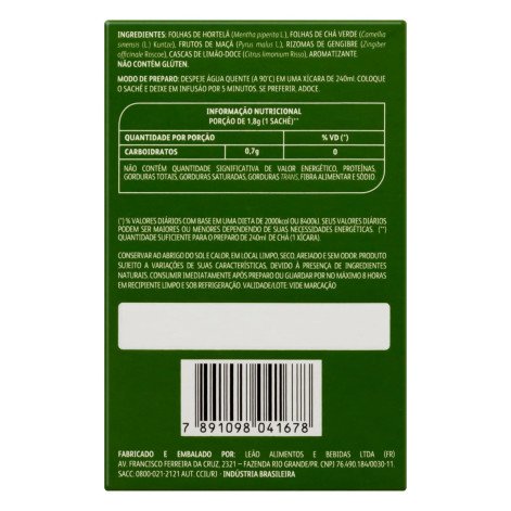 Chá Leão Reequilibra Verde/Hortelã/Limão 18g