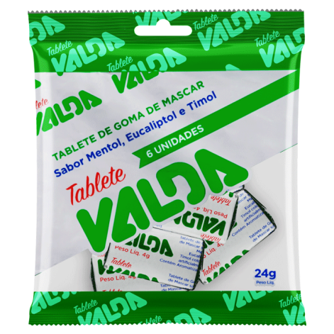 Goma de Mascar Valda Mentol, Eucaliptol e Timol 24g 6 Unidades